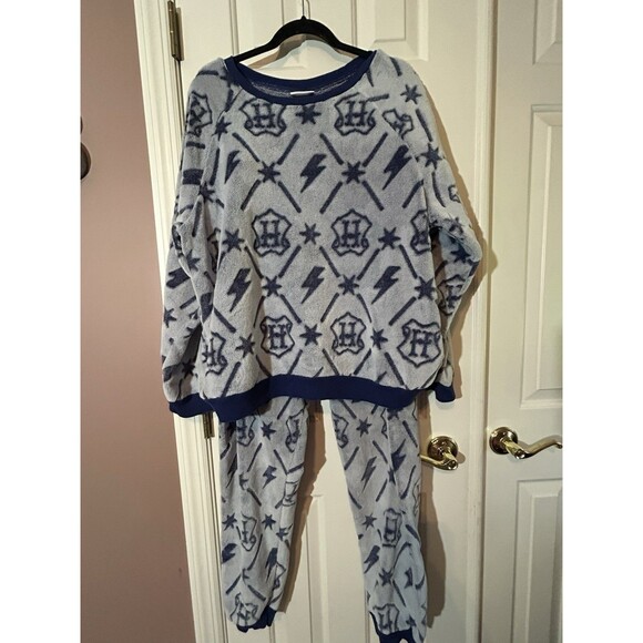 Harry Potter Wizarding World Pajamas Womens XXL Blue Soft 2 Piece Sleepwear Set - Picture 1 of 10